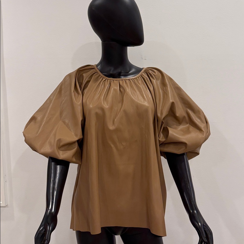 Frankie shop Elegant Tan Women's Top faux leather size S